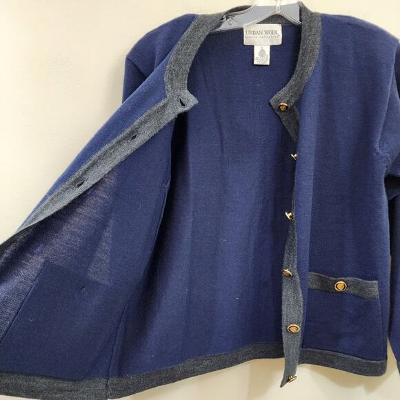 Urban wool 100% pure wool cardigan sweater with removable shoulder pads size S - Picture 4 of 12